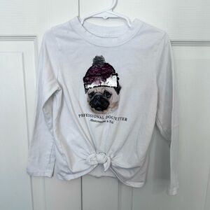 Vintage 90’s Abercrombie Kids Dog White Long Sleeve T-Shirt w/ sequins Sz 5-6